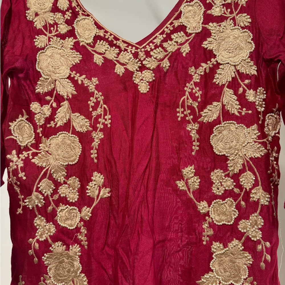 Agha noor cotton net 2 pieces suit thread embroidery with pearl shirt and pajama